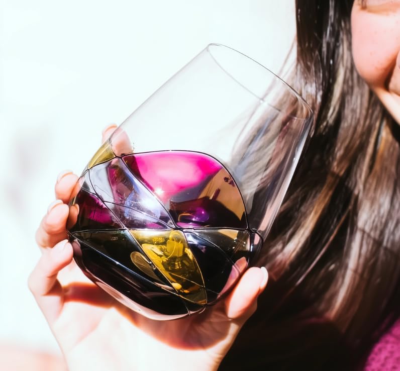 Antoni Barcelona Stemless Wine Glasses – Hand‑Painted Set of 4, Unique Wine Gift for Wedding, Anniversary, Housewarming & Christmas • Sagrada Familia Style • Ideal for Women & Men