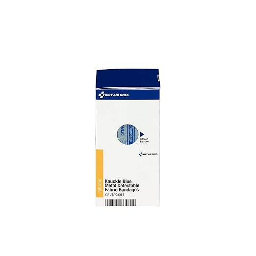 First Aid Only FAE-3030 SmartCompliance Refill Blue Metal Detectable Knuckle Bandages, First Aid Kit Refill Supplies for Business, Food Service, Restaurants, Worksite, and Home, 20 Count