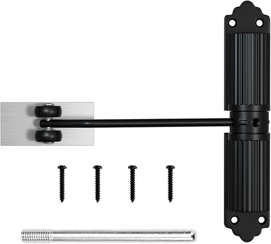 Automatic Door Closer, Zinc Alloy Safety Spring Door Closer 20-60kg Closing Door Hinge, Adjustable Door Spring Closer for Commercial & Home Use with Screws(Black)