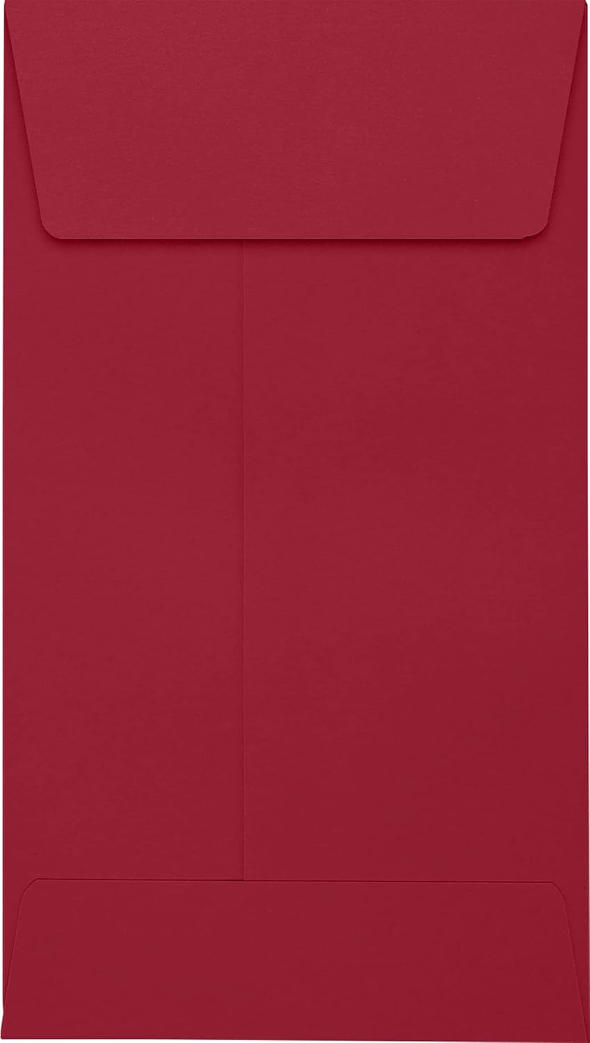 LUXPaper #5 1/2 Coin Envelopes | Peel & Press | 3 1/8" x 5 1/2" | Garnet Red | 80lb. Text | 1,000 Qty