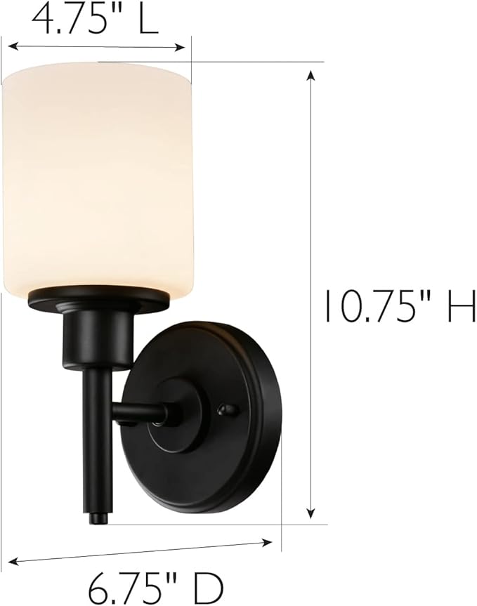 Design House 588210 Aubrey Transitional 1-Light Indoor Wall Light Dimmable Frosted Glass for Hallway Foyer Bathroom, Matte Black