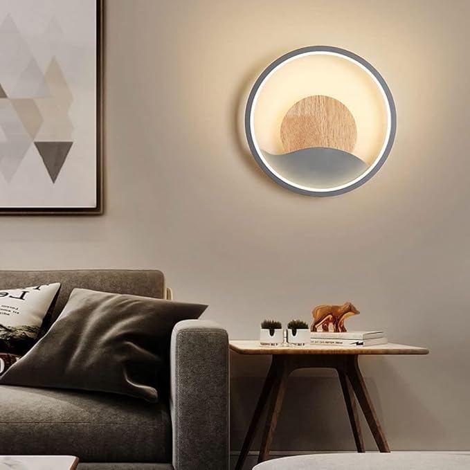 Nordic Modern Minimalist LED Bedroom Wall Decoration Creative Background Living Room Corridor lamp(Gray)