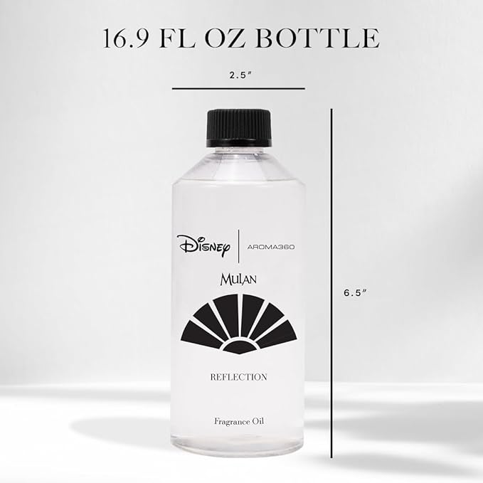 Aroma360 | Disney Reflection Fragrance Oil Blend | Disney Princess Mulan | Luxury Essential Diffuser Oil | Aromatherapy Scent Diffuser Oil | Bergamot, Nutmeg and Jasmine 16.9 fl oz 500mL