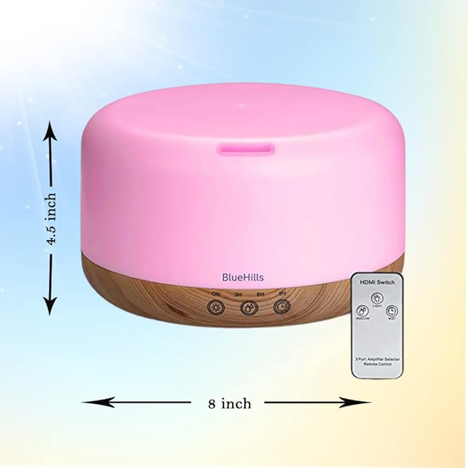 BlueHills Premium Set of Two Large 1000 ML XL Essential Oil Diffusers Humidifier Combo for Large Room Home with Décor LED Lights Great Gift – Value Pack of Dark Wood Grain and Wood Grain.