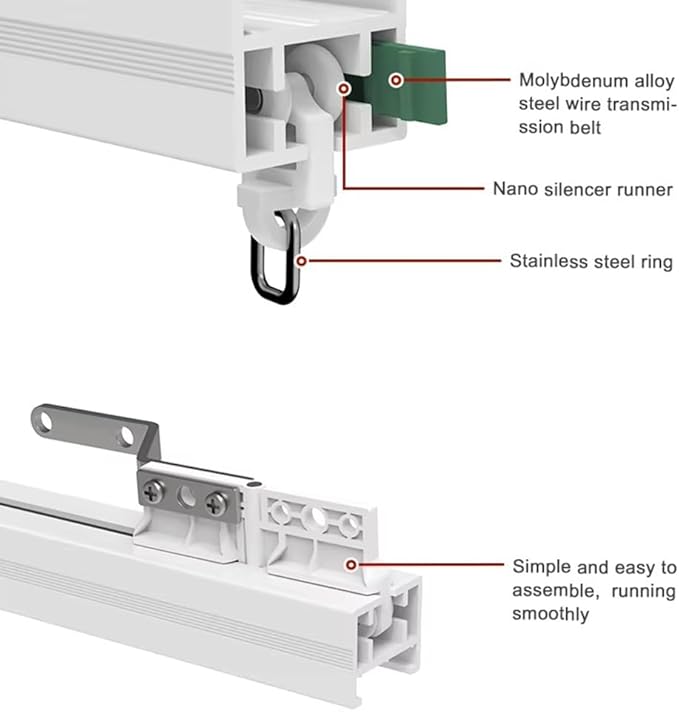 Matter Smart Curtain Track System, Hidden Motorized Curtain Rail, 1.8N.m 60kg Load, QR Pairing WiFi, Compatible with HomeKit Alexa Google Home SmartThings, Remote (3 meters (118.1 inches))