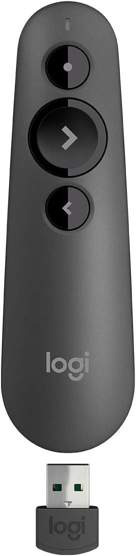 Logitech Wireless Presenter R500s, PowerPoint Clicker with Laser Pointer, Wireless Presentation Clicker Remote