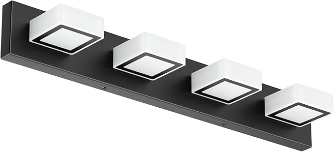 Ralbay Black Bathroom Vanity Lights 30inch Metal Acrylic LED Modern Bathroom Wall Lighting Fixtures Over Mirror Matte Black (White Light 6000K, Non-dimmable)