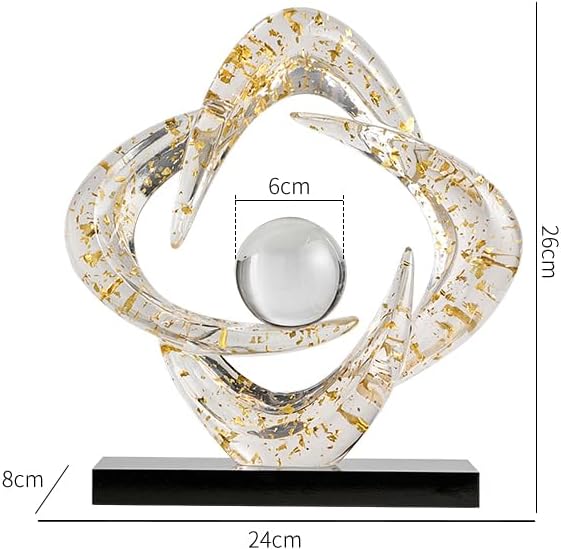 Abstract Art Sculpture, Resin Gold Decorative Statue, Modern White Ornaments for Living Room, Decorativas Modernas for Coffee Table/Entryway/Office Collectibles (Gold foil)