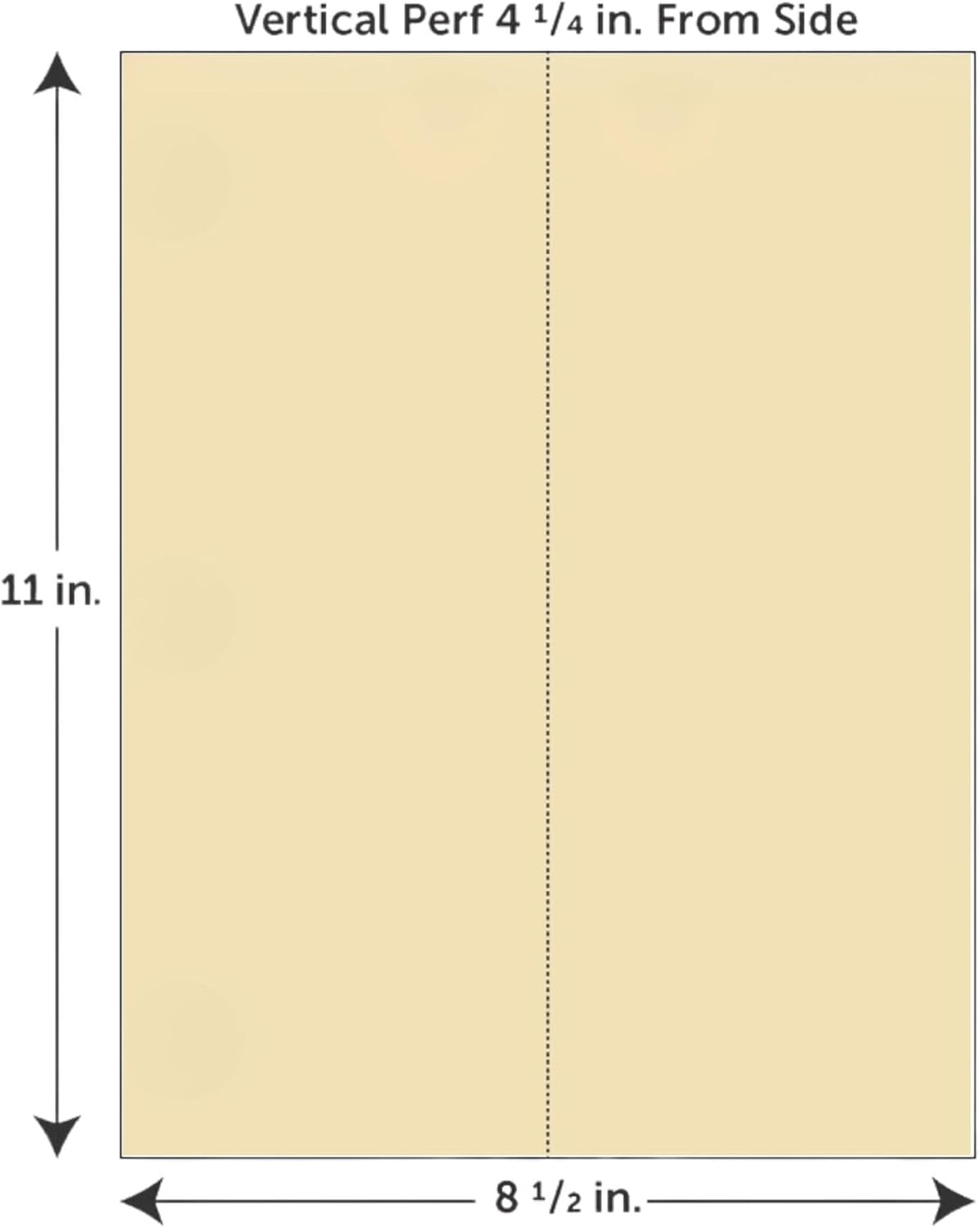 Limited Papers (TM) 8.5x11 Perforated Paper, 20/50 Pound, 75 GSM, Variety of Perforation Sizes and Colors, for Forms, Tickets, Postcards, Business Cards. (White, 2 up – vertical 4 1/4”)