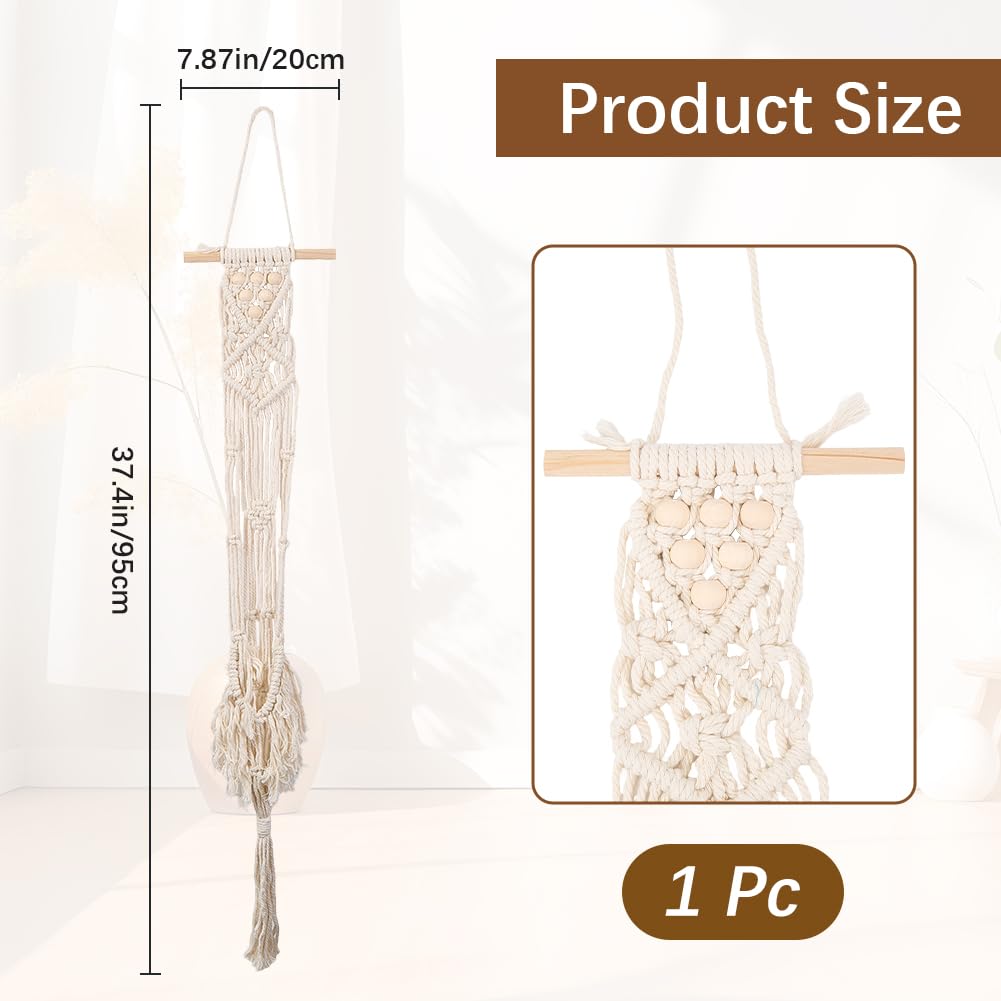 CREATCABIN Ukulele Wall Mount Hanger White Macrame Guitar Wall Hanger 7.87" x 37.4"" Cotton Boho Hanging Stand Holders Hangers Alternative Kit with Wood Head for Acoustic Electric Guitars Walls Decor"
