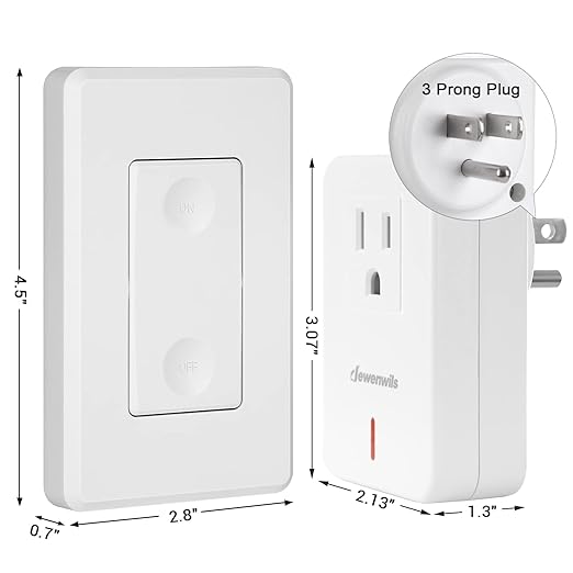 DEWENWILS Wireless Remote Wall Switch and Outlet, Plug in Remote Control Outlet Light Switch for Lamp, Fans, No Wiring, Expandable, 100ft RF Range, ETL Listed (2 Switches and 1 Receiver)