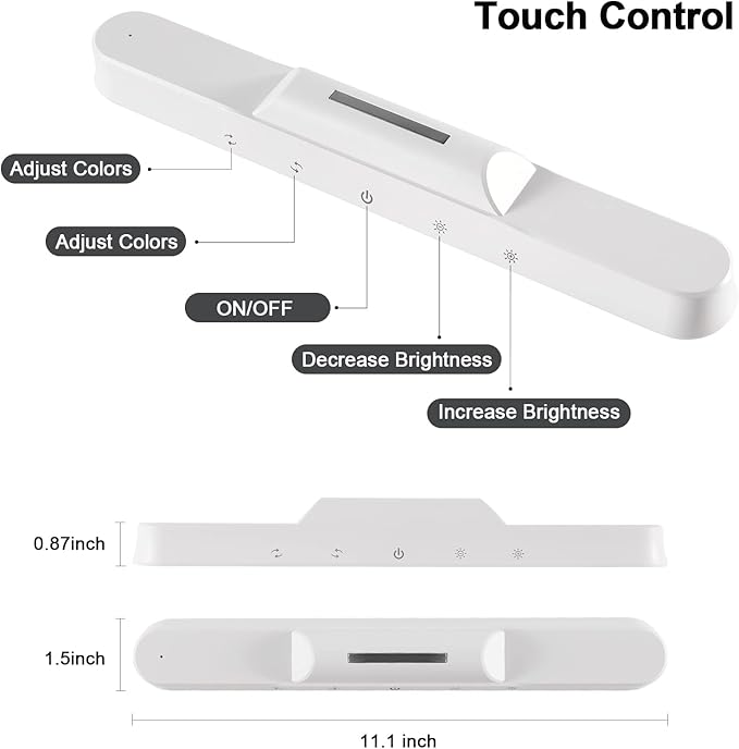 56-LED Under Cabinet Lights Wireless, Under Counter Lights for Kitchen Touch Control, Magnetic Closet Lighting, Rechargeable USB-C Battery Powered Lights, Dimmable Color Temperature/Brightness