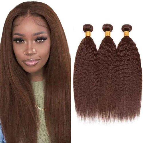 Condescension Human Hair Bundles 16 18 20 Inch Color 4 Kinky Yaki Wave Human Hair Bundles Unprocessed Brazilian Virgin Hair for Black Women