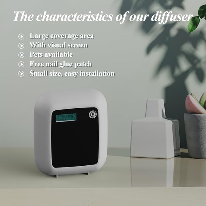 Aroma Diffuser,130ml capacity which can be used for 1-2 months, preventing the oxidation and deterioration. Suitable for large rooms, hotels, spas, and offices, covering an area of 1500 Sq.Ft
