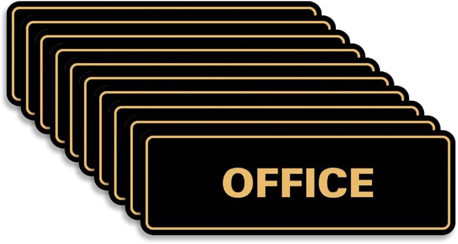 Signs ByLITA Standard Office Sign - Professional Business Signage - Easy to Install (Black Gold) - Medium 10 Pack