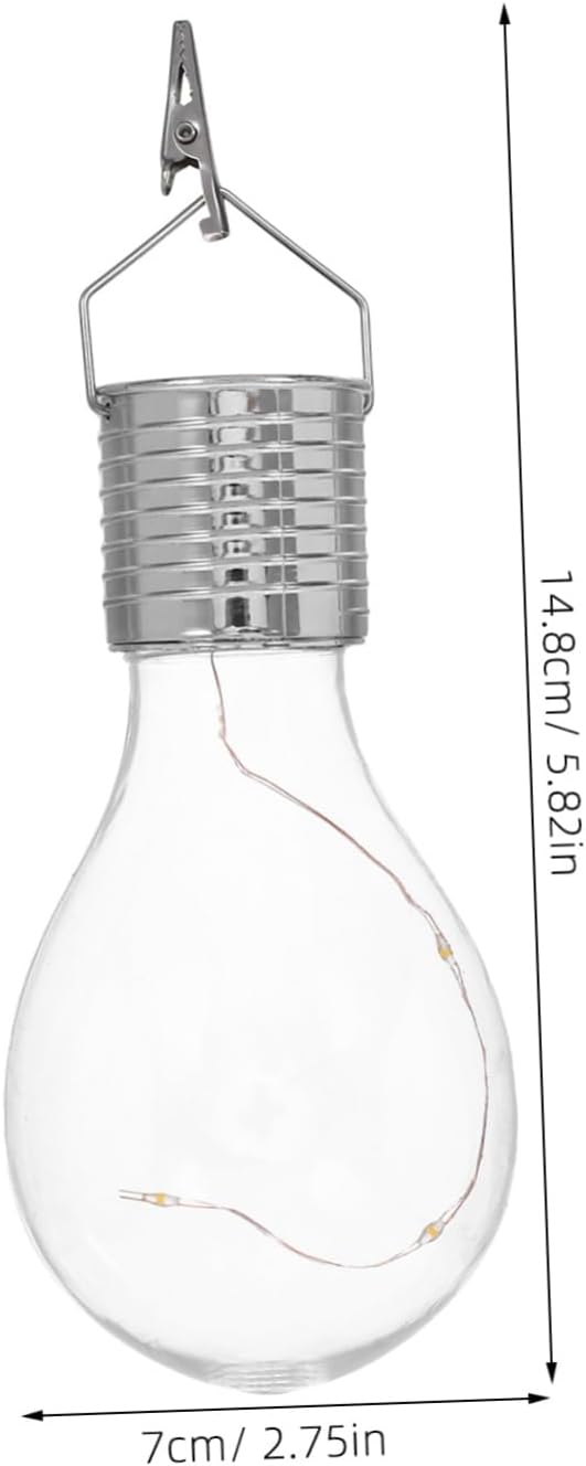 4 Pcs Transparent Solar Copper Wire LED Bulb Hanging Lamp Warm White Chandelier for Outdoor Garden Patio and Lawn Decoration Easy to Install