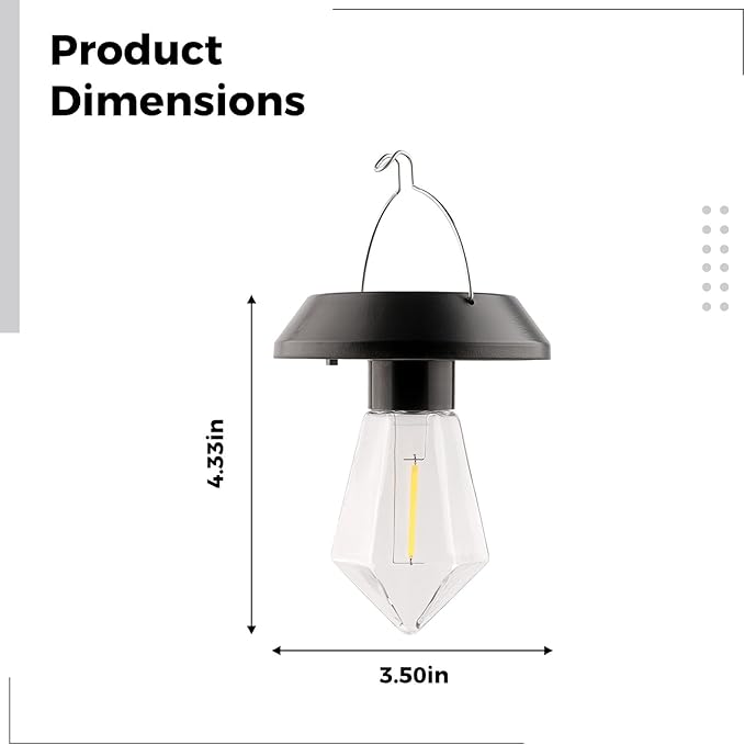 Solar Lanterns, 2-Pack, 4.3X3.5 Outdoor Hanging Lights, Balcony Deck for Garden
