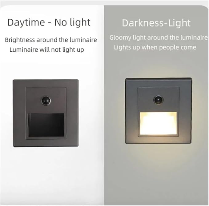 3W Motion Sensor Stair Lights 3000K Recessed LED Step Light Indoor Stair Step Wall Lamp Staircase Bedroom Decoration 4Pcs Gold