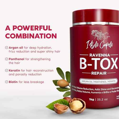 I Belli Capelli Ravenna Hair Treatment Kit- 1kg/35.02 oz B-tox Hair Mask + 300ml/10.1 fl.oz Anti-Residue Shampoo- Repair & Clarifying Shampoo for Longer Effect