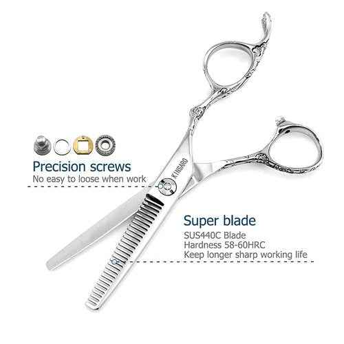 Barber Scissor Set 5.5" Professional Hair Scissors Set Hair Cutting Shears Haircut Shear Hair Thinning Scissors 440C Kinsaro