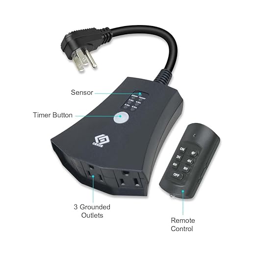 Outdoor Wireless Remote Control Outlets, Heavy Duty Waterproof, 3 Grounded Outlets, 1 Receiver 1 Remote,15A 1/2HP, Battery Included, UL Listed.