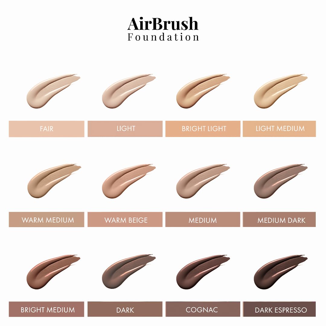 MagicMinerals AirBrush Foundation by Jerome Alexander – 2pc Set with Airbrush Foundation and Kabuki Brush - Spray Makeup with Anti-aging Ingredients for Smooth Radiant Skin - Warm Beige