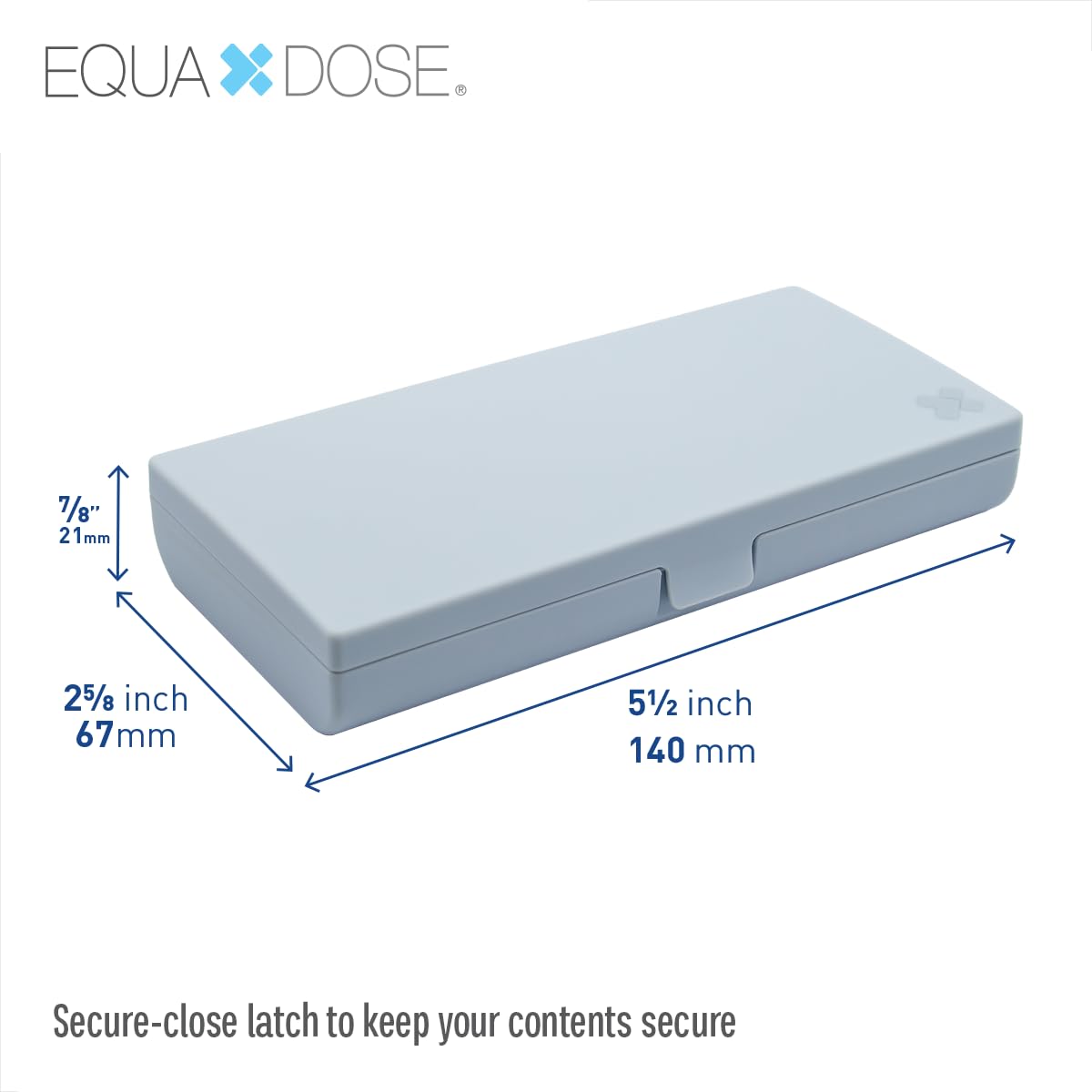 EQUADOSE Weekly Pill Case, 7-Day Medicine Organizer with Mirror, Compact Vitamin Storage Box, Pill Planner, 7 Individual Compartments for Supplements, Tablets, and Medications, Blue