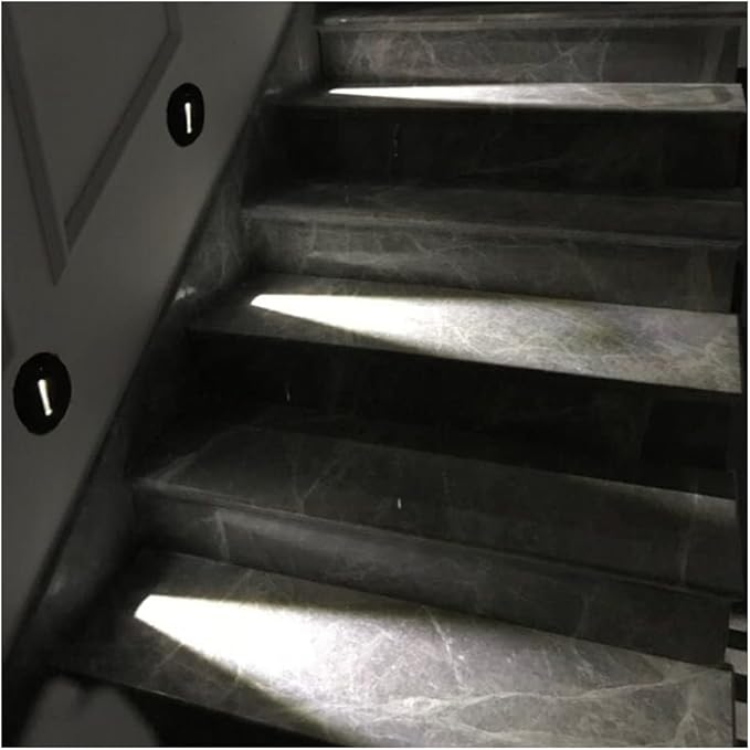 TTPP 1W LED Recessed Wall Lamp Stair Light AC85-265V Step Light Indoor Recessed Staircase Lamp Stairway Corridor Wall Foot Lamp Sconce Lights-NaturalWhite-Black