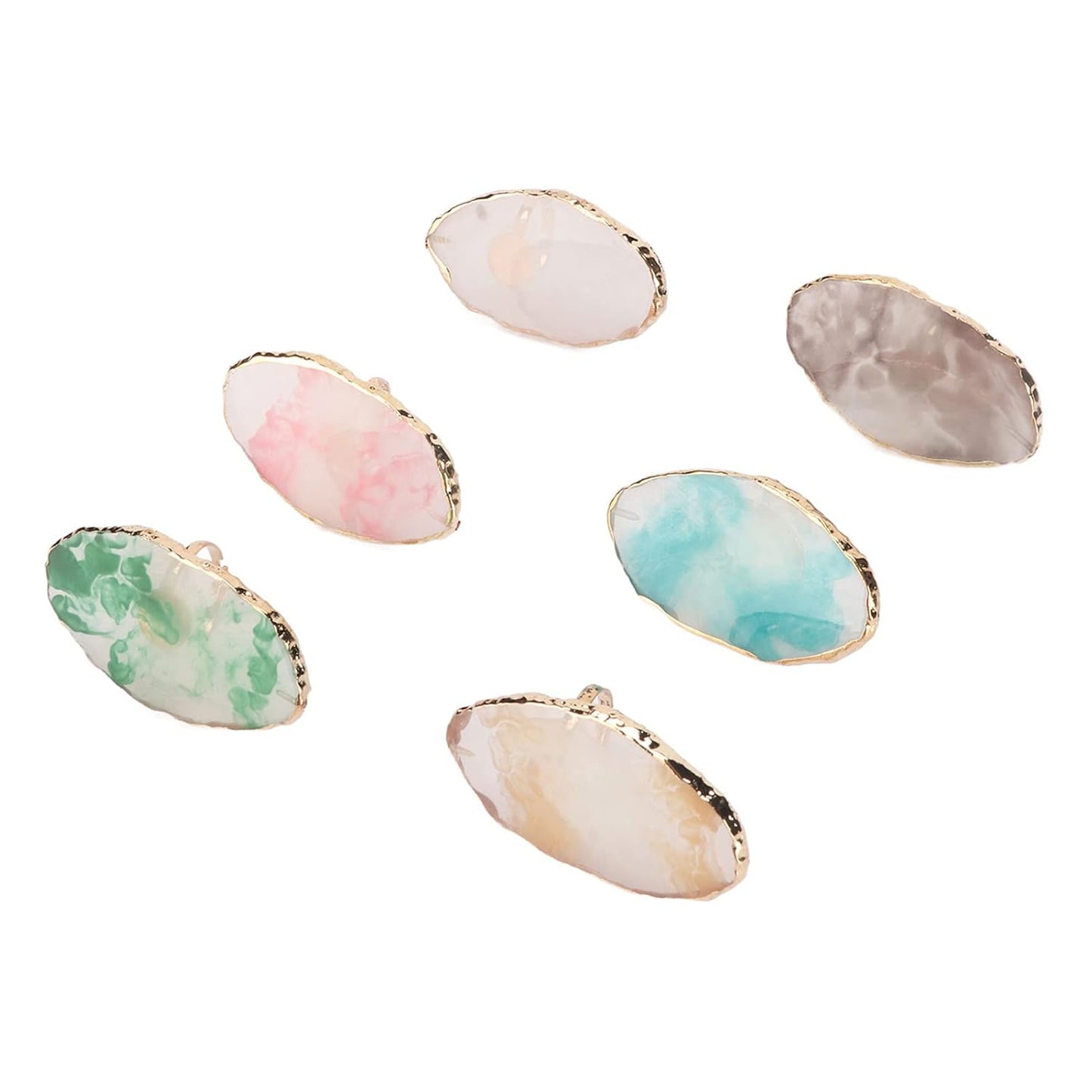 Nail Art Palette, 6pcs Wearable Soft Resin Nail Art Palette Ring, Resin Nail Art Palette Compatiable for Make-Up Beginners and Make-Up Schools