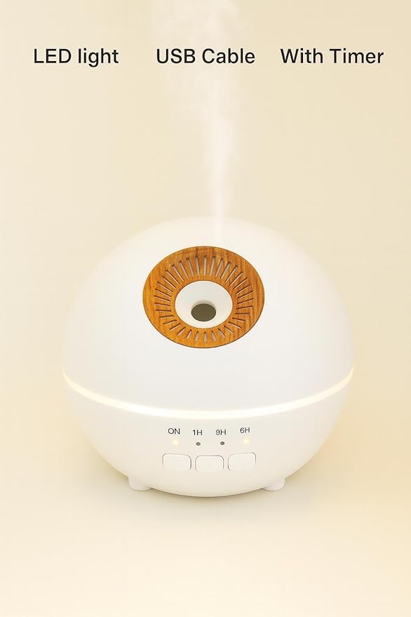 2-in-1 Air Humidifier & Aroma Diffuser Home Fragrance Room Decor Essential Oil Diffuser Humidifiers for Bedroom LED Light Color Changing Car Air Freshener (White-2)