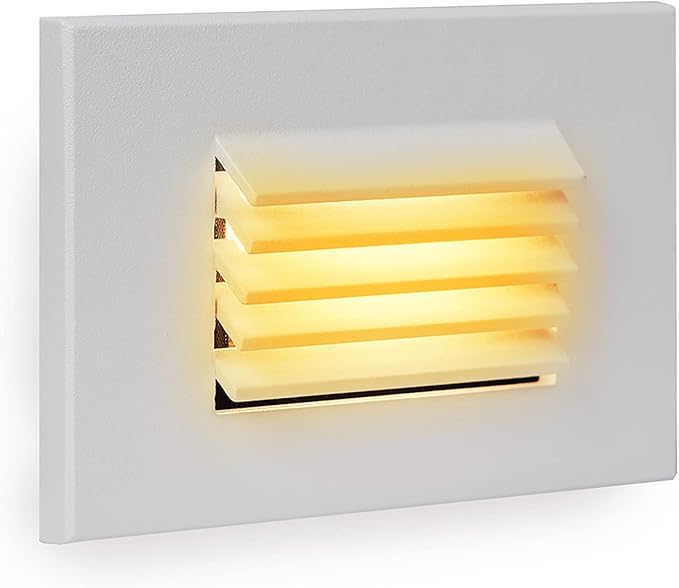 WAC Landscape Lighting, LEDme 120V LED Horizontal Louvered Indoor and Outdoor Step and Wall Light 3000K Built-in LED in White