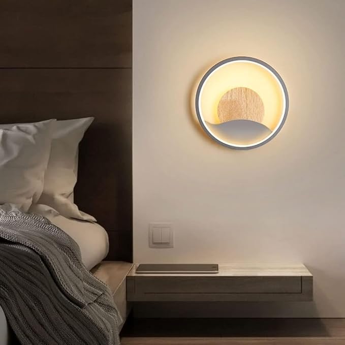 Nordic Modern Minimalist LED Bedroom Wall Decoration Creative Background Living Room Corridor lamp(Gray)