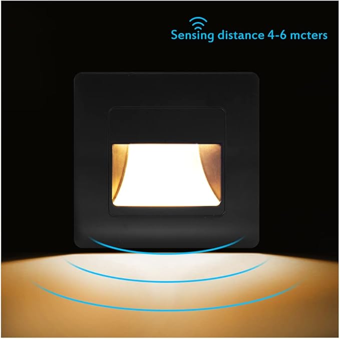 Recessed LED Stair Light Wall Lamp Motion Sensor Wall Lamp AC85-265V Step Lamp Corridor Lighting Indoor Wall Lighting 1PcsColdWhite Black