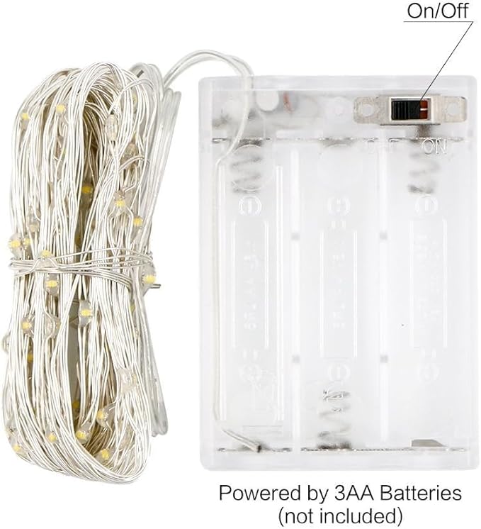 ANJAYLIA Fairy Lights, 2 Pack String Lights Battery Operated 33ft 100 LED Twinkle Lights for Wedding, Party, Christmas, Warm White