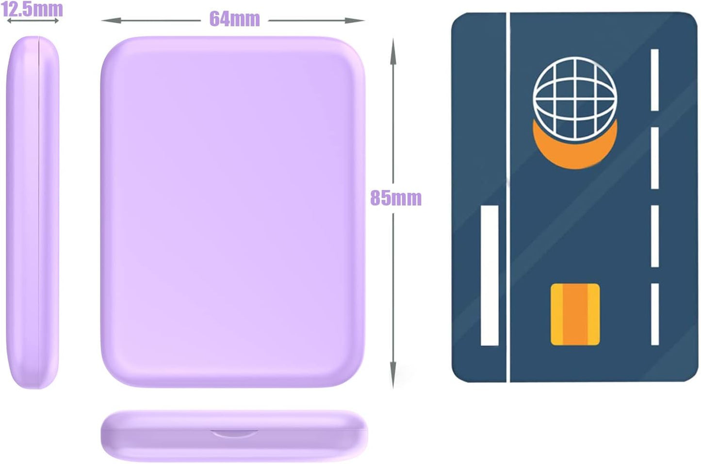 WOBSION Small Mirror with Lights,LED Compact Makeup Mirror,1x/3x Mini Travel Mirror with Magnification,Portable for Purse,Pocket,Gifts for Girls,Purple