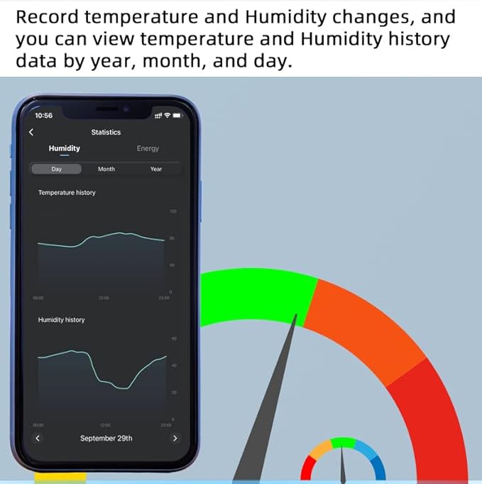 WiFi Wireless Temperature Controller,Include Temperature Probe Sensor ,Tuya app Remote 16A Smart Switch with Energy Consumption Monitoring,Work with Alexa Google (Temperature and Humidity)