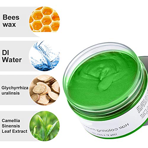 Green Hair Spray, Temporary Color Wax, Natural Coloring Material, Disposable Styling Clay for Cosplay, Party, Masquerade, Halloween (Green, 1 Pack)