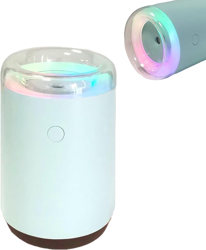 Sky Blue Portable Mini Humidifier - 255ml, Nano Cool Mist Spray, 40ml/h, 2 Light Modes, Quiet Personal Ultrasonic Humidifier for Desktop, Bedroom, Car, Travel, Plant