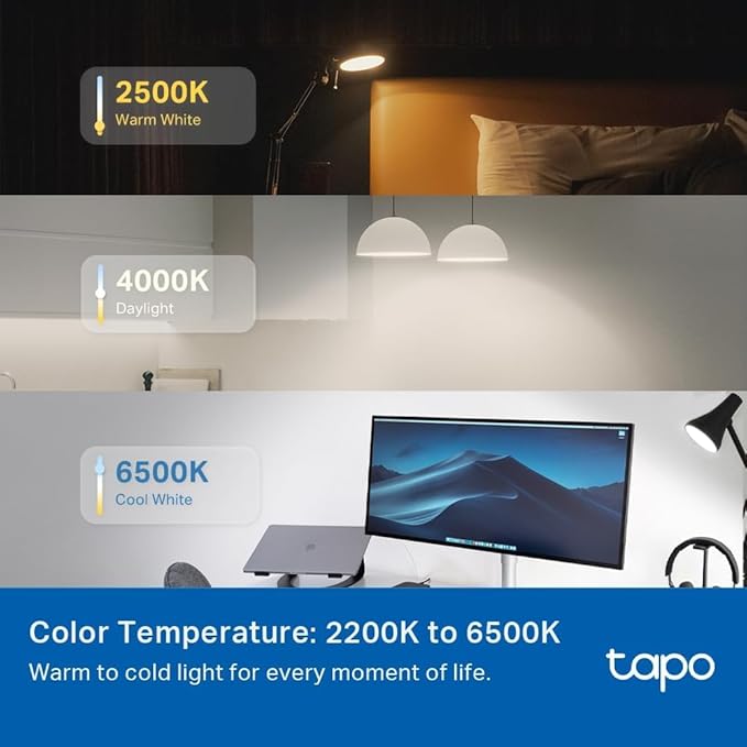 TP-Link Tapo Smart Light Bulbs, 1100 Lumens High Brightness(75W Equivalent), Matter-Certified, 16M Colors RGBW LED Bulb, Dimmable, CRI>90, Voice Control w/Siri, Alexa & Google Home, A19 E26 Tapo L535E