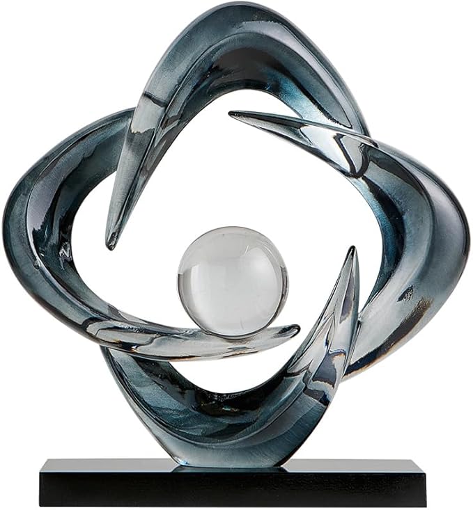 Abstract Art Sculpture, Resin Gold Decorative Statue, Modern White Ornaments for Living Room, Decorativas Modernas for Coffee Table/Entryway/Office Collectibles (Grey)