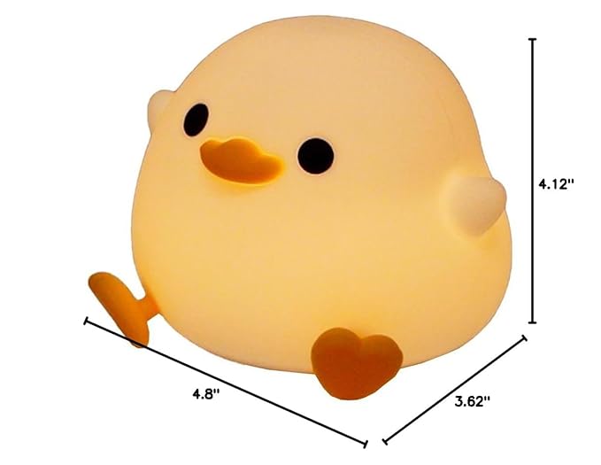 Amaredom DoDo Duck Night Light, Cute Duck Lamp, Silicone Dimmable Nursery Nightlight, Rechargeable LED Bedside Lamp with 20 Minutes Timer & Tap Control Baby Girls Women Bedrooms, Living Room