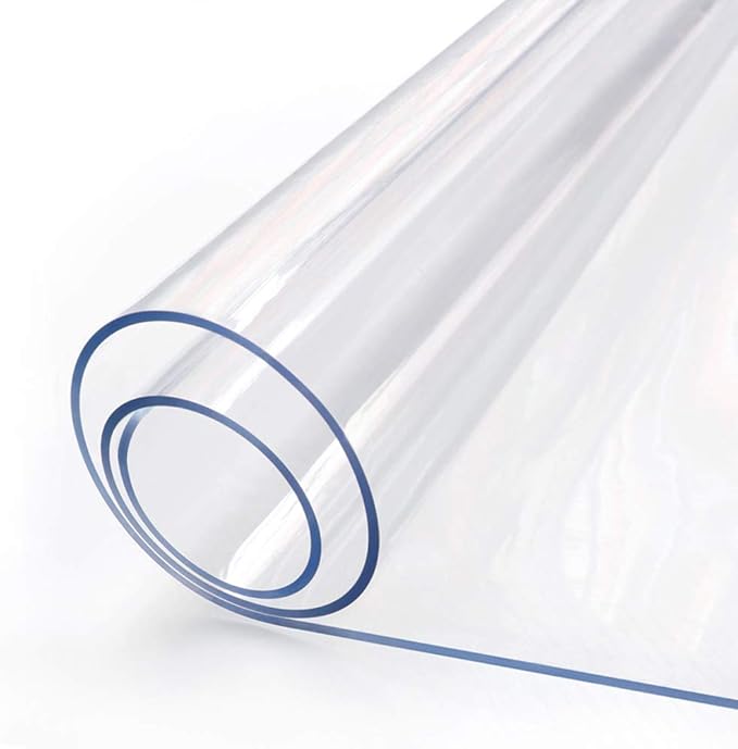 Clear Table Protector 56 x 56 Inch Thick Plastic Table Cover Protector Waterproof PVC Clear Tablecloth Protector Pad Vinyl Desk Top Protector Mat for Wood Coffee Glass End Sofa Side Dining Room Table