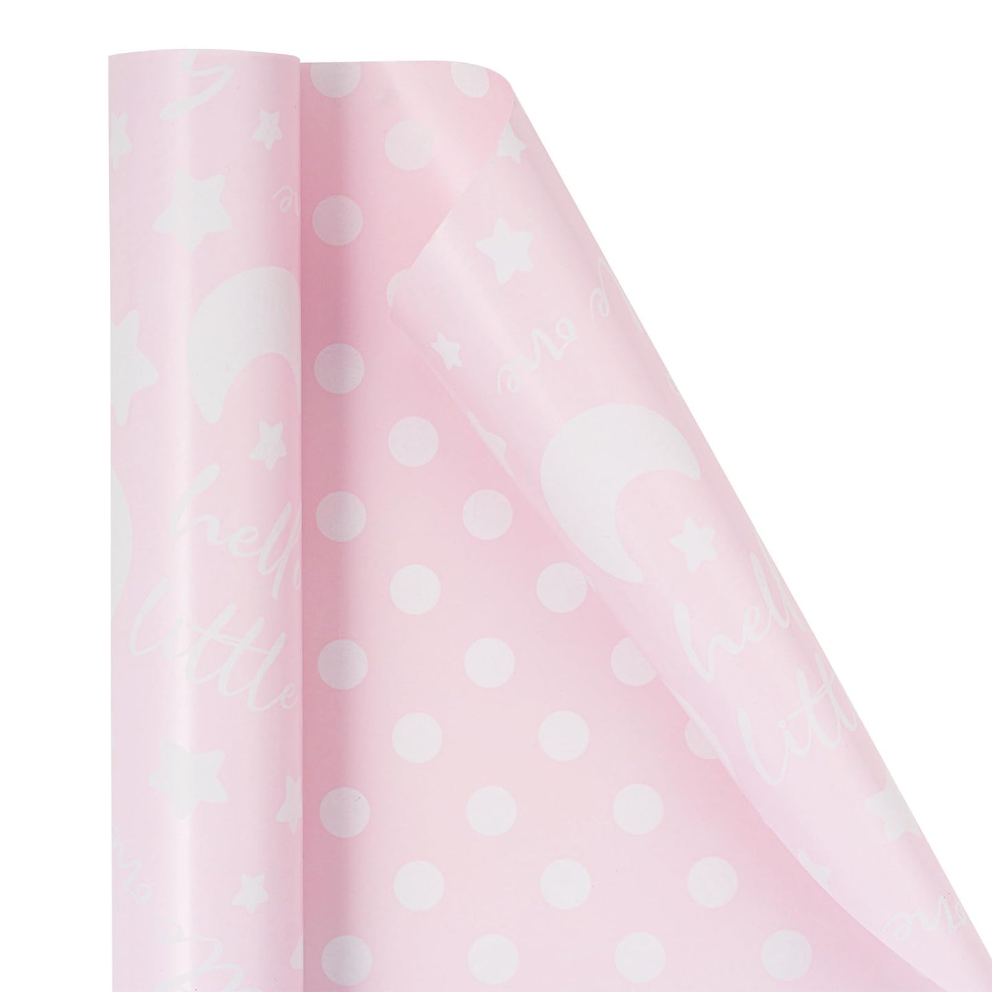 RUSPEPA Reversible Wrapping Paper Roll, Jumbo Roll, Baby Girl Pink and Dots Pattern for Baby Boy or Neutral Gift Wrapping, Kids' Birthday Party and Baby Shower, 30 Inches X 32.8 Feet