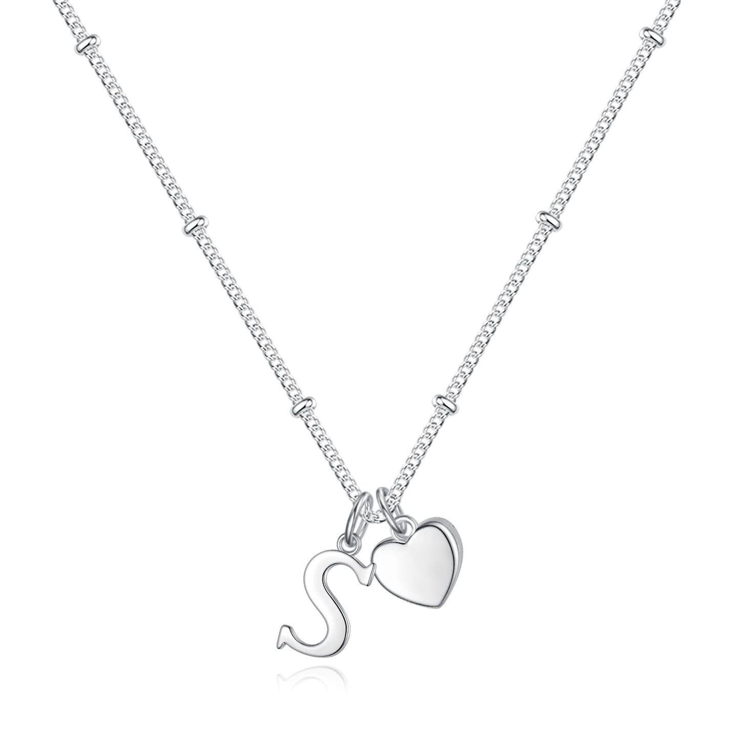 Vrsilver Initial Necklaces for Girls - Silverd Dainty Letter S Pendant, Personalized Jewelry Gift for Her Friend Sister Girlfriend, Simple Chain Choker Necklaces for Women Birthday