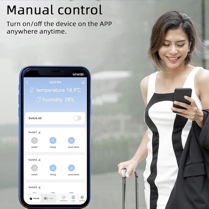 1CH Tuya Intelligent Temperature and Humidity Sensor,AC 85-250V/USB 5V Dry Contact Relay,Dry Contact,Timing Switch,Real-Time Monitoring Intelligent Module,Compatible with Alexa Google