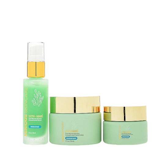 Serious Skincare Ultra-Mare Pure Marine Infusion Trio â Ultra-Mare Serum 1 oz, Ultra-Mare Facial Cream 2 oz. & Ultra-Mare Eye Cream .5 oz â Anti-Aging â Algae and Plankton extracts