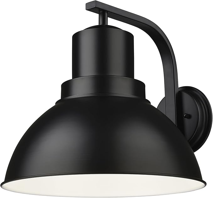 zeyu 16 Inch Black Interior Wall Sconce, Farmhouse Barn Wall Light for Porch Entryway, Metal Dome Shade in Black Finish, ZY24-1W-L BK