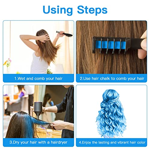 MSDADA Hair Chalk Comb Christmas Gifts Toys for Girls Kids 3 Pack - Temporary Washable Hair Color Dye Paint Teen Girl Gift Hair Stuff Accessories Makeup Kit Age 6 7 8 9 10 11 12 13 Years Old