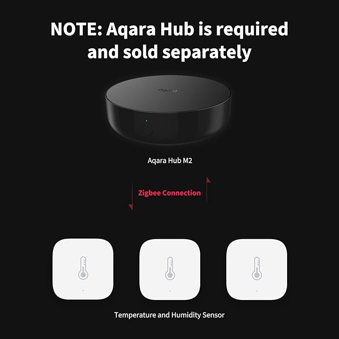 Aqara Zigbee Temperature and Humidity Sensor-3 Pack, Wireless Thermometer Hygrometer for Home Automation, Remote Monitoring, Aqara Hub Required, Compatible with Apple HomeKit, Alexa, Works with IFTTT