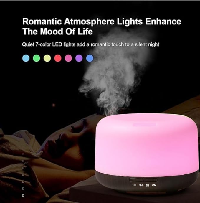 Air Humidifier & Aroma Diffuser with LED Lights Home Fragrance Room Decor Essential Oil Diffuser Humidifiers for Bedroom Car Air Freshener(White/Dark Wood)